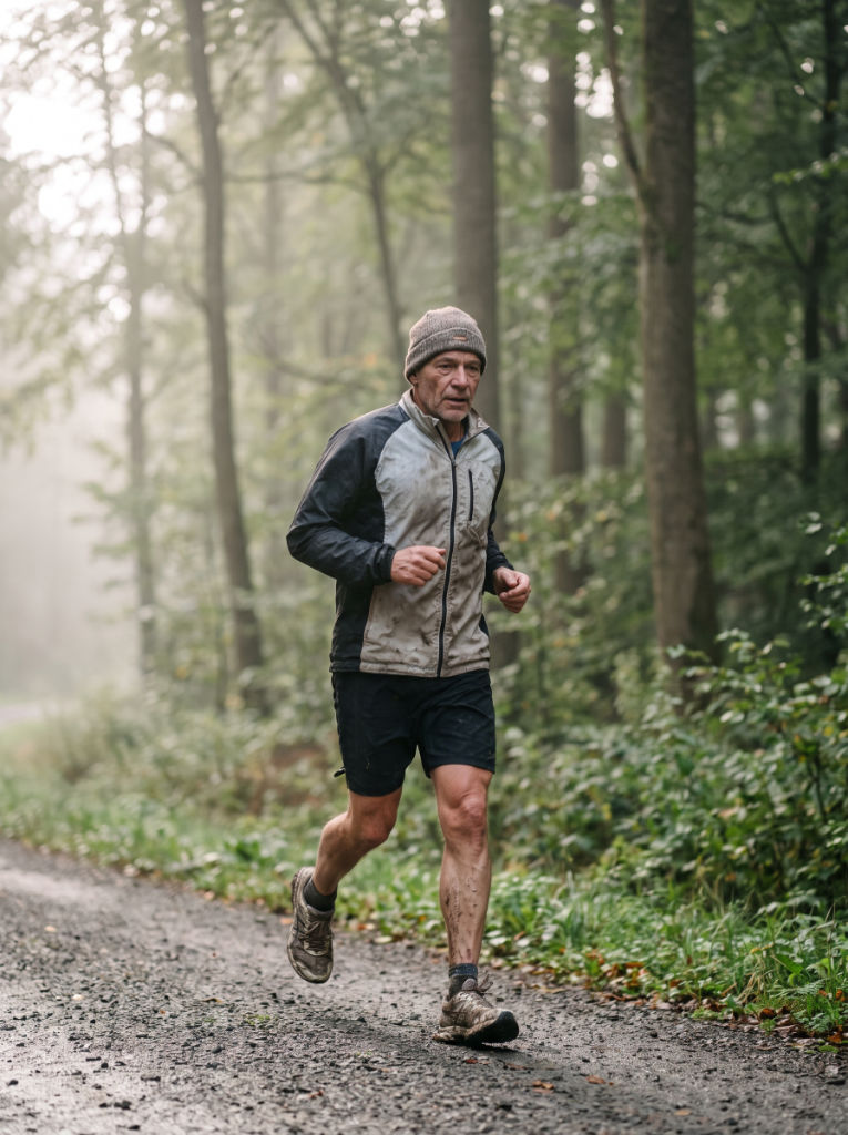 Jogger im Wald am Morgen – privater Unfallschutz gilt auch beim Sport in der Freizeit